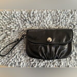 Coach Black Leather Clutch Wristlet